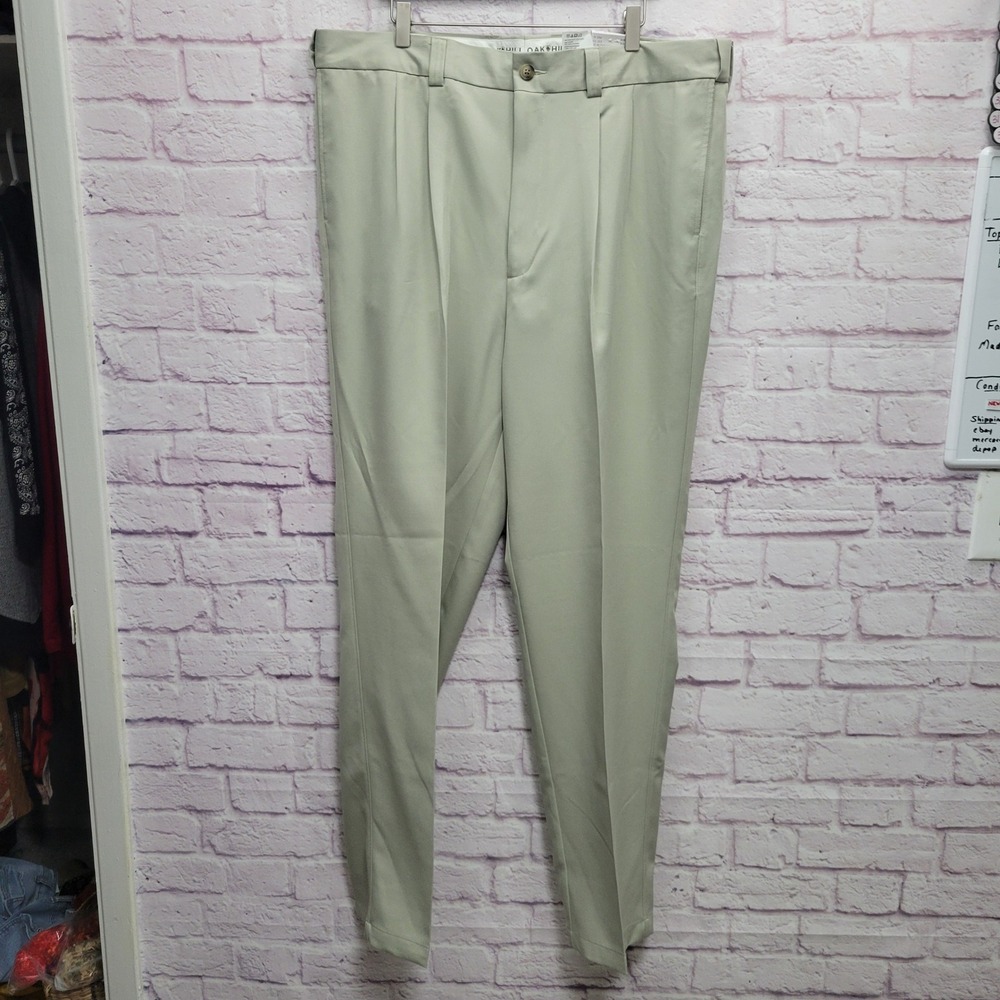 NEW Oak Hill Microfiber Pleated Dress Pants 42x34 Minimalist Old Money Business
